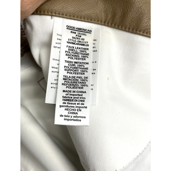 Good American Better Than Leather Good Boy Pants Size 16 Warm Caramel - Picture 12 of 13